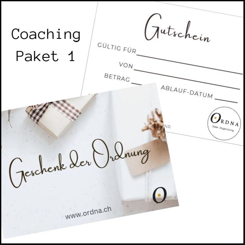 Weihnachts-Gutschein für Ordnungscoaching Paket 1